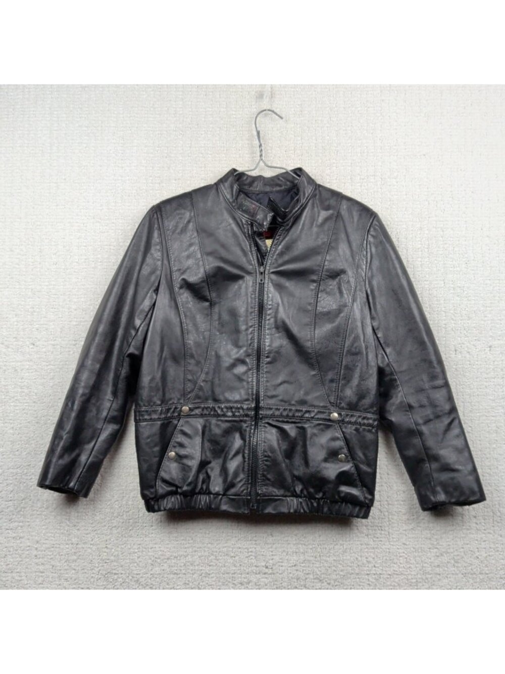 Vintage Golden Crown by Bristol Leather Cafe Racer Bomber Jacket Black Sz 12*